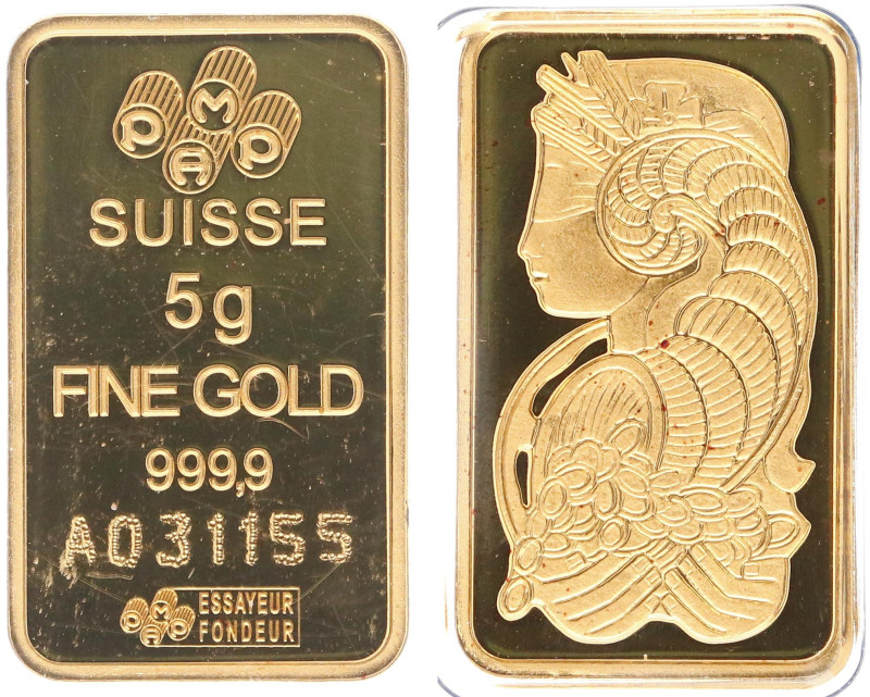 Gold medals - mail bid sale - Miscellaneous - Gold bar of 5 gram, PAMP SA - Proo...