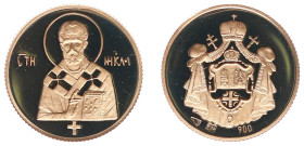 Gold medals - mail bid sale - Miscellaneous - Rare Serbia Montenegro Gold Medal Saint Nicholas Zlatara Majdanpek 2,03 Gr., in original box