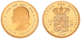 Gold medals - mail bid sale - Miscellaneous - Medal '10 Gulden 1892' - Gold 3,5 gram .585 - Proof