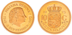 Gold medals - mail bid sale - Miscellaneous - Medal '10 Gulden 1973' - Gold 3,5 gram .585 - Proof