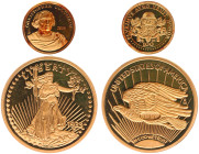 Gold medals - mail bid sale - Miscellaneous - USA - Replica Double Eagle 1933 20 mm 3.14 gram .585 & Christopher Columbus Commemorative 'Gold Coin 100...