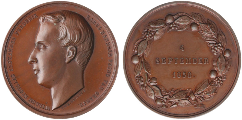 Historiepenningen - 1858 - Medal 'Meerderjarigheid kroonprins Willem' by D. van ...