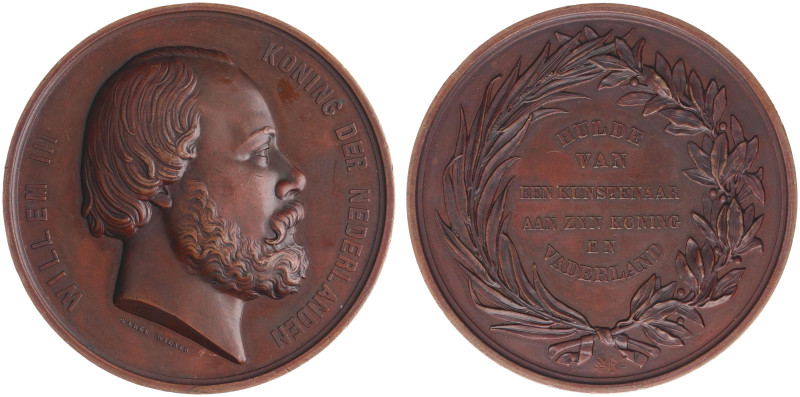 Historiepenningen - 1860 - Medal 'Hulde van Karel Wiener aan koning en vaderland...