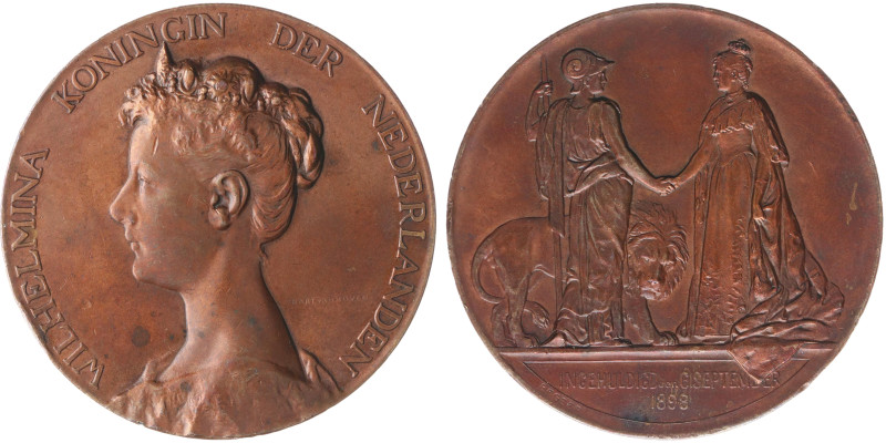 Historiepenningen - 1898 - Medal 'Inhuldiging Wilhelmina in Amsterdam' by B. van...