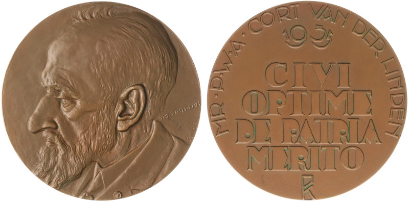 VPK-penningen - 1935 - Medal 'Mr. P.W.A. Cort van der Linden' by T. van Reijn (K...