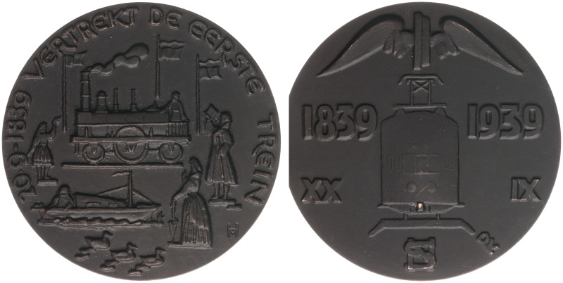 VPK-penningen - 1939 I - Medal 'Eeuwfeest Nederlandse Spoorwegen' by F. Hall (Ti...