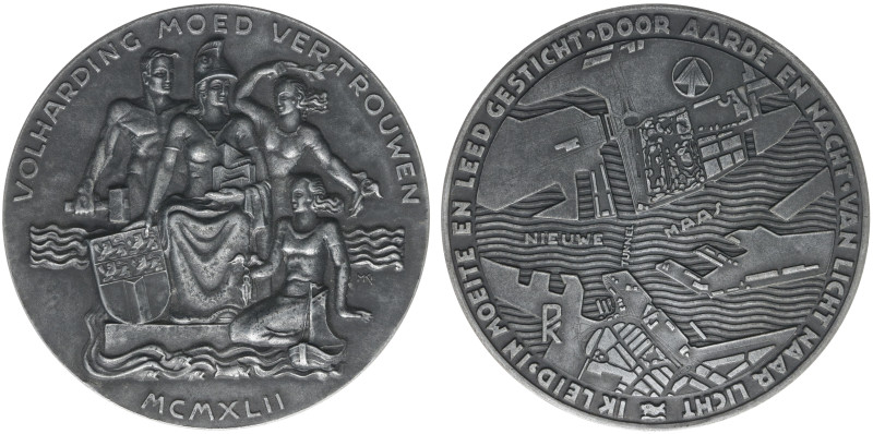 VPK-penningen - 1942 - Medal 'Opening Maastunnel te Rotterdam' by M. Kutterink (...