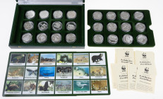 Medals in boxes - Miscellaneous - Collection silver medals '30 years WWF International Coin Collection' cont. 24 medals in green cassette