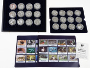 Medals in boxes - Miscellaneous - Collection silver medals '30 years WWF International Coin Collection', 24 pieces in cassette