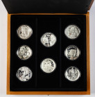 Medals in boxes - Miscellaneous - Collection silver medals 'Europa en de Mythologie' 2002 in luxe cassette, 8 pcs., mintage 10.000 sets