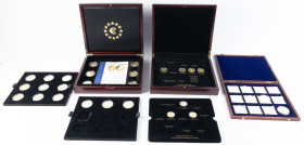 Medals in boxes - Miscellaneous - Lot of 3 wooden cassettes containing appr. 41 silver medals 'Eerste slag Eurolanden' (18x), 'Europa Herdenkingsmunte...