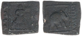 The East - The Indo-Scythian Kingdom - Maues (90-60 BC) - Maues, c. 90-60 BC, square AE, heavy denomination B (8.07 g.), Elephant rearing r. / King se...