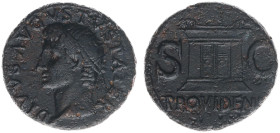 AE Dupondius (Rome, under Tiberius, c. AD 22-30, 10.26g) - DIVVS AVGVSTVS PATER Radiate head left / PROVIDENT Altar with double panneled door and horn...