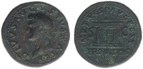 AE As (Rome 80, struck under Titus, 10.39g) - DIVVS AVGVSTVS PATER, radiate head of Augustus left / IMP T VESP AVG REST - S C, PROVIDENT below, altar ...