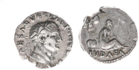 AR Denarius (Rome AD end 69-early 70, 3.39g) - Laureate head right / IVDAEA in exergue, trophy to right, Judaea seated right in attitude of mourning, ...