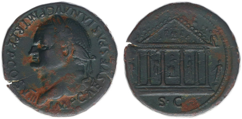 AE Sestertius (Rome AD 77-78, 25.64g) - IMP CAES VESPASIAN AVG P M TRP P P COS V...