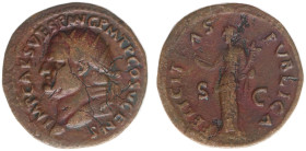 AE Dupondius (Rome AD 74, 12.72g) - IMP CAES VESP AVG P M T P COS V CENS Radiate head left / FELICITAS PVBLICA Felicitas standing left, holding caduce...