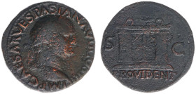 AE As (Lugdunum AD 72, 10.57g) - IMP CAESAR VESPASIAN AVG COS III Laureate head right / Altar with double panelled door, PROVIDENT in ex. (RIC II.1 12...