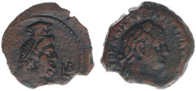 Egypt / Alexandria - AE Diobol (year 4 = AD 71/72, 7.03g) - Laureate head right / Bust of Serapis to right, LΔ (date) to right (RPC II 2433 / Dattari ...