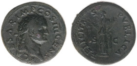 AE Dupondius (Rome AD 74, 12.55g) - T CAESAR IMP COS III CENS Radiate head right / FELICITAS PVBLICA Felicitas standing left, holding caduceus and cor...