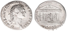 AR Cistophoric Tetradrachm (Ephesus (or Rome?) AD 81-82, 10.81g) - IMP CAESAR DOMITIANVS AVG Laureate head right / Tetrastyle temple on podium of four...