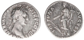 AR Denarius (Rome, 3.25g) - IMP NERVA CAES AVG P M TR P COS II P P Laureate head right / FORTVNA AVGVST Fortuna standing left, holding rudder and corn...