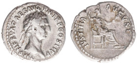 AR Denarius (Rome AD 96, 3.19g) - IMP NERVA CAES AVG P M TR P COS II P P Laureate head right / IVSTITIA AVGVST Justitia seated right, holding sceptre ...