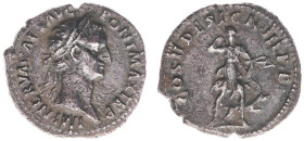 AR Denarius (Rome AD 96, 2.88g) - IMP CAES AVG PONT MAX TR P Laureate head right / COS II DESIGN III P P Diana standing facing, holding bow and drawin...