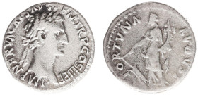 AR Denarius (Rome AD 97, 2.65g) - IMP NERVA CAES AVG P M TR P II COS III P P Laureate head right / FORTVNA AVGVST, Fortuna standing left, holding rudd...