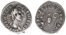 AR Denarius (Rome AD 97, 3.13g) - IMP NERVA CAES AVG P M TR POT Laureate head right / COS III PATER PATRIAE Pontifical implements (RIC 24 / BMC 33) - ...