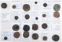 Ancient coins in lots - - Byzantine coinage - A small collection of Byzantine bronzes, incl. ½ Folles, Folles, Pentanummia and Decanummia: Justinianus...