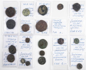 Ancient coins in lots - - Byzantine coinage - A small collection of Byzantine bronzes, mainly ½ Folles and Folles but also a few Pentanummia and Decan...