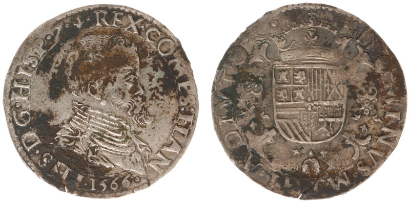 Graafschap Vlaanderen - Philips II (1555-1598) - 1/5 Philipsdaalder 1566 Brugge ...