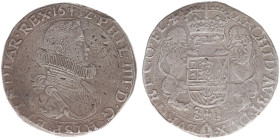 Graafschap Vlaanderen - Philips IIII (1621-1665) - Dukaton 1632 (Delm. 276/R1 / vGH 327-6a type I / Vanhoudt 640 R1) - Bust to right with large Spanis...