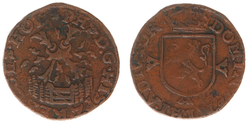 Holland Provincie (1581-1795) - Duit ND (1573-1577) mm. Rose, with Burgundian cr...