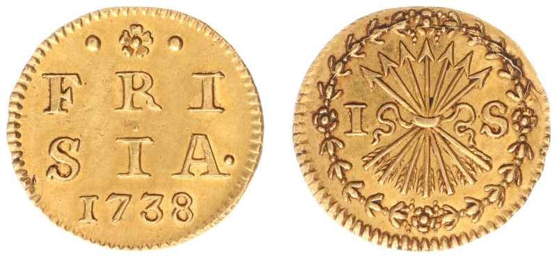 Friesland Provincie (1581-1795) - Afslagen in goud - Bezemstuiver 1738 struck in...