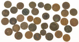 Dutch Provincial in boxes - Small box Dutch provincial copper coinage among which (VOC) Duiten, Oorden/Liards, etc. - Total approx. 36 pcs.