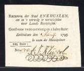 Banknotes Netherlands - Assignaten - Enkhuizen, Stedelijk recepis van 22½ stuivers 1795 - printed in black (Pick B42, Kolsky 86 / PL390.3.b) – handwri...