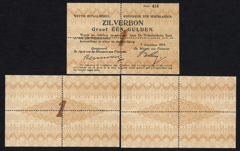 Banknotes Netherlands - 1 Gulden 1914 Zilverbon Proof (PL1.p1 + PL1.p2 + PL1.p3 ...