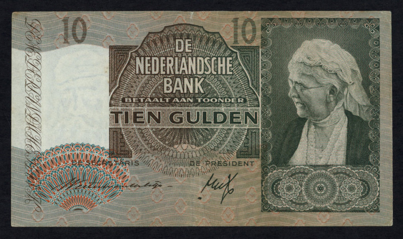 Banknotes Netherlands - 10 Gulden 27.6.1940 Emma (Mev. 41-1 / AV 30.1 / PL37a / ...