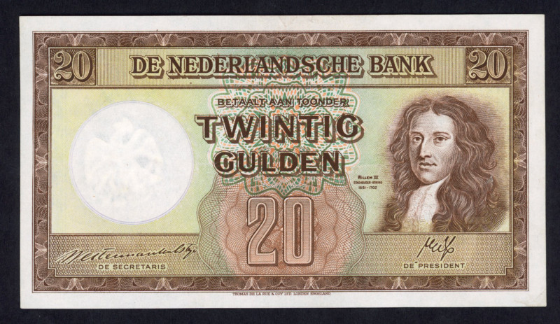 Banknotes Netherlands - 20 Gulden 1945 Stadhouder Willem III (Mev. 59-1 / AV 42....