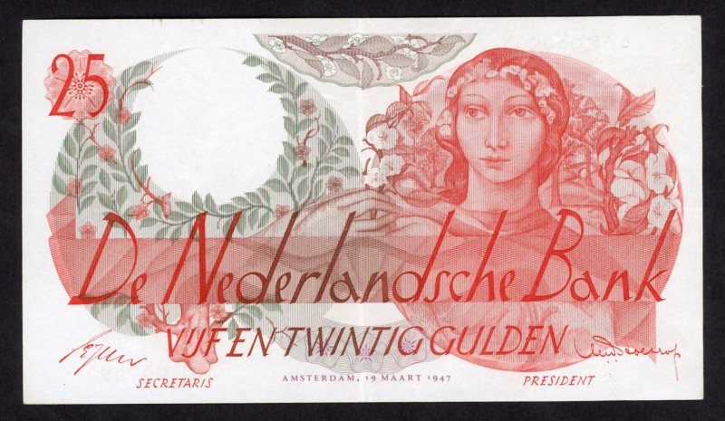 Banknotes Netherlands - 25 Gulden 1947 Flora (Mev. 81-1 / AV 53.1 / PL66a / P. 8...