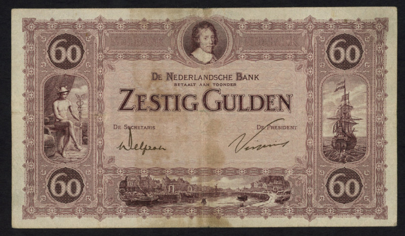 Banknotes Netherlands - 60 Gulden 1921 Frederik Hendrik (Mev. 108-1b / AV 72.1b ...