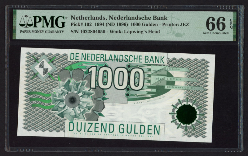 Banknotes Netherlands - 1000 Gulden 1994 Kievit (Mev. 156-1 / AV 110-1 / PL129a ...