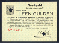 Banknotes Netherlands - Noodgeld - Haarlemmermeer - Emergency money WW II - 1 Gulden 15 mei 1940 (T/J 50.01 / PL485.1) - Obv. Red serie No. 07342 with...