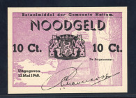 Banknotes Netherlands - Noodgeld - Hattem - Emergency money WW II - 10 Cent 13 mei 1940 (T/J 52.03 / PL506.2) - Obv. Purple + arms of Hattem and sign....