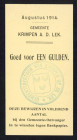 Banknotes Netherlands - Noodgeld - Krimpen a/d Lek - Emergency money WW I - 1 Gulden augustus 1914 w/o Serienrs. (V. 20.2 / PL635.2) - Obv. Stamp Krim...