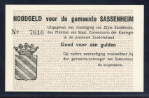 Banknotes Netherlands - Noodgeld - Sassenheim - Emergency money WW II - 1 Gulden 1940 serie no. 7616 (T/J 117.03 / PL850.3) - Obv. Text with arms Sass...