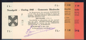 Banknotes Netherlands - Noodgeld - Sliedrecht - Emergency money WW II - 1 Gulden, 2½ Gulden en 10 Gulden 14 mei 1940 serienrs. 4311, - and 1794 (T/J 1...