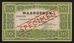 Banknotes Netherlands - Scheepsgeld - Rijnvaart - 10 Gulden 9 april 1946 SPECIMEN serieno. 000000 (PL1650.7) - XF